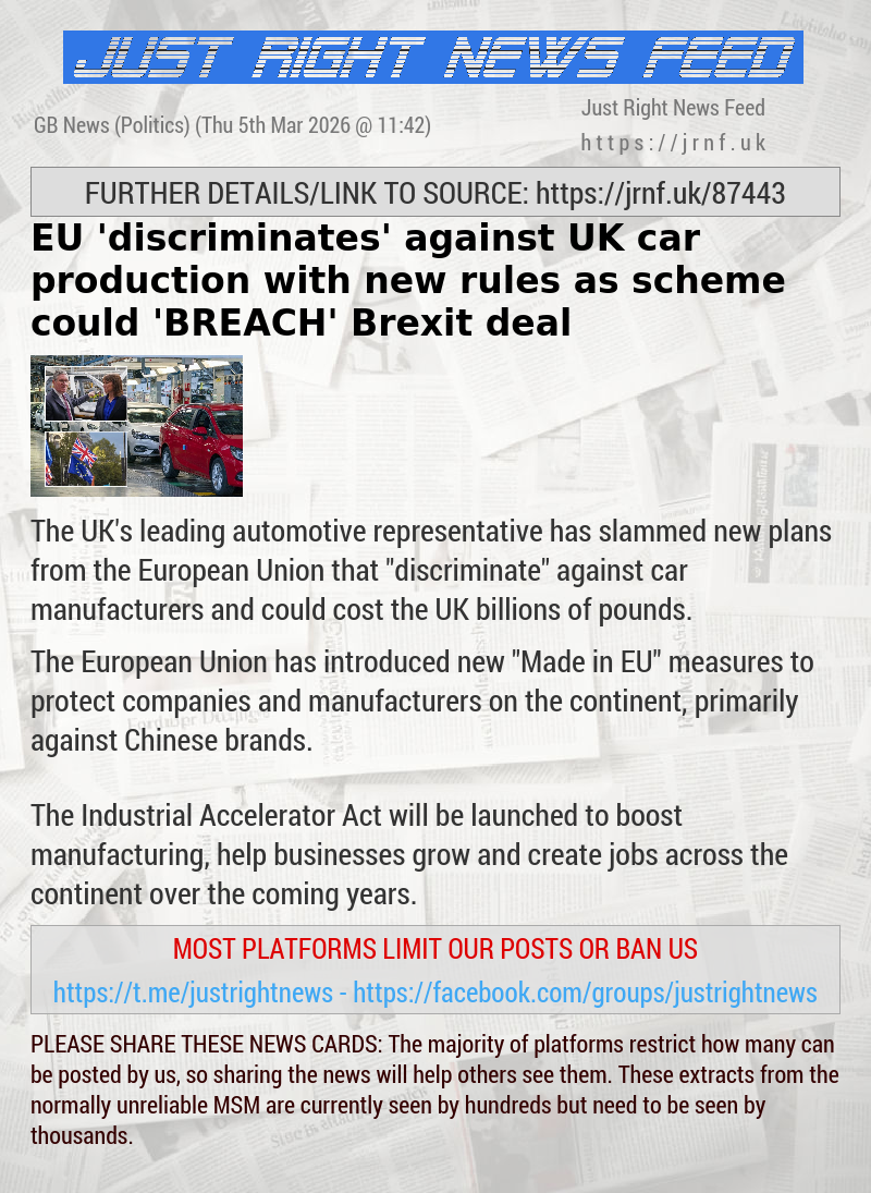 EU ’discriminates’ against UK car production with new rules as scheme could ’BREACH’ Brexit deal