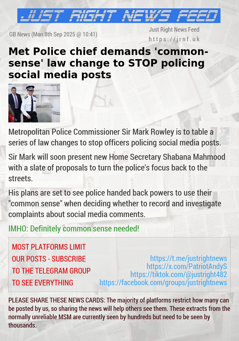 Met Police chief demands ’common—sense’ law change to STOP policing social media posts