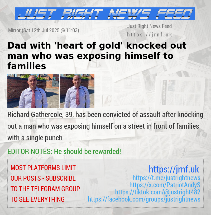 Dad with ’heart of gold’ knocked out man who was exposing himself to families