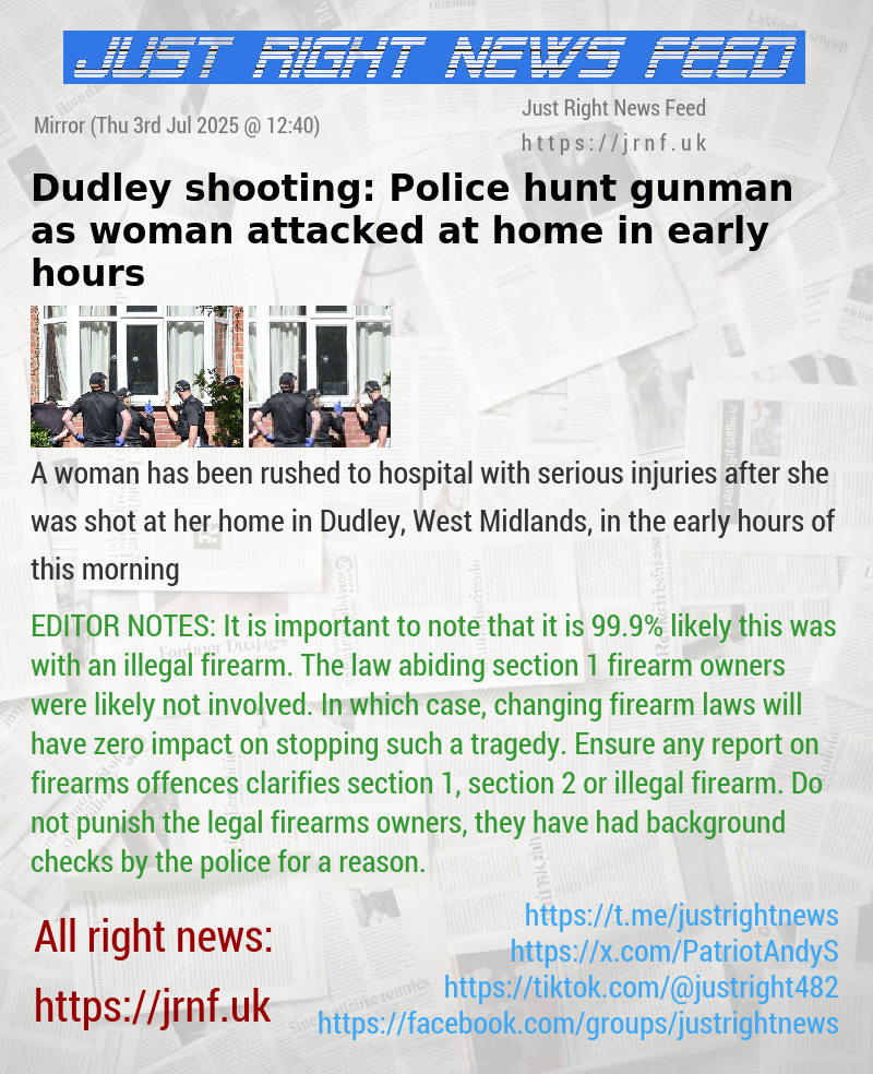 Dudley shooting: Police hunt gunman as woman attacked at home in early hours