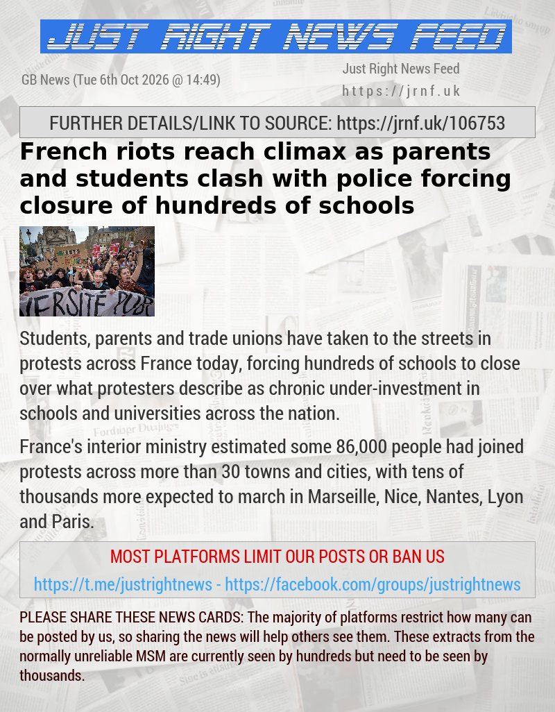 French riots reach climax as parents and students clash with police forcing closure of hundreds of schools