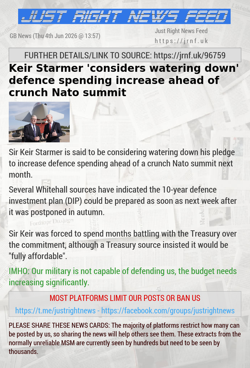 Keir Starmer ’considers watering down’ defence spending increase ahead of crunch Nato summit