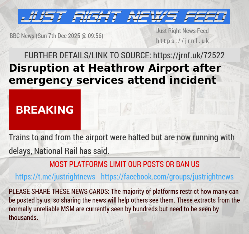 Disruption at Heathrow Airport after emergency services attend incident