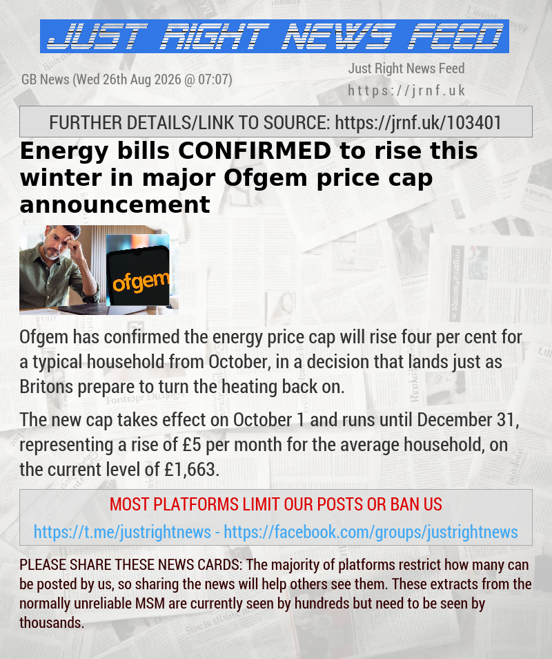 Energy bills CONFIRMED to rise this winter in major Ofgem price cap announcement