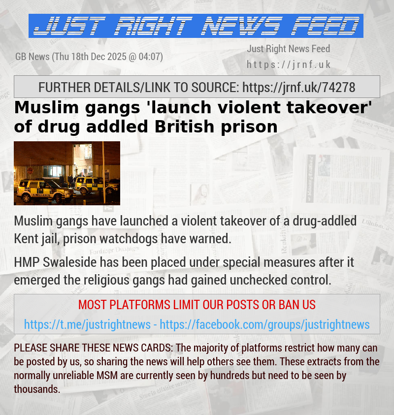 Muslim gangs ’launch violent takeover’ of drug—addled British prison