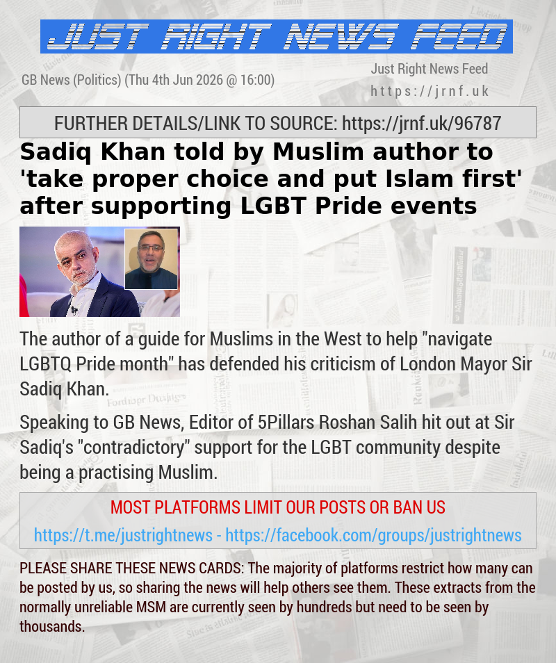 Sadiq Khan told by Muslim author to ’take proper choice and put Islam first’ after supporting LGBT Pride events