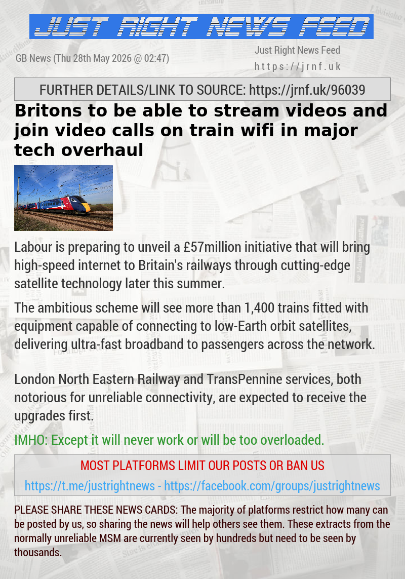Britons to be able to stream videos and join video calls on train wifi in major tech overhaul