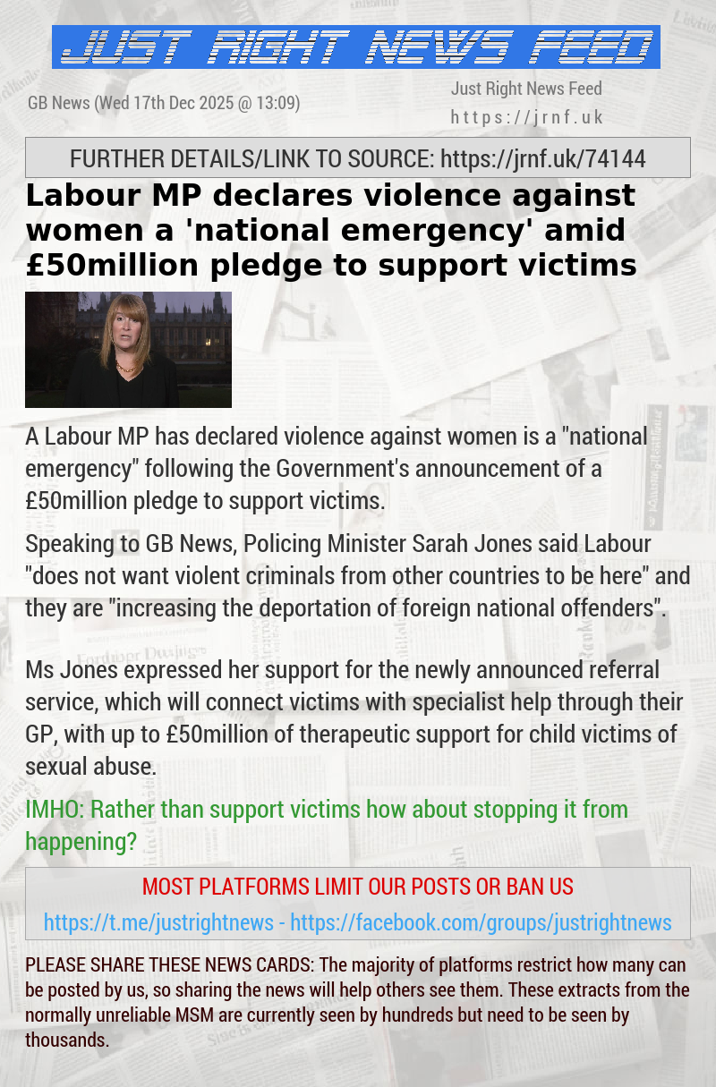 Labour MP declares violence against women a ’national emergency’ amid &pound;50million pledge to support victims