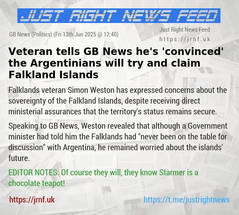 Veteran tells GB News he’s ’convinced’ the Argentinians will try and claim Falkland Islands