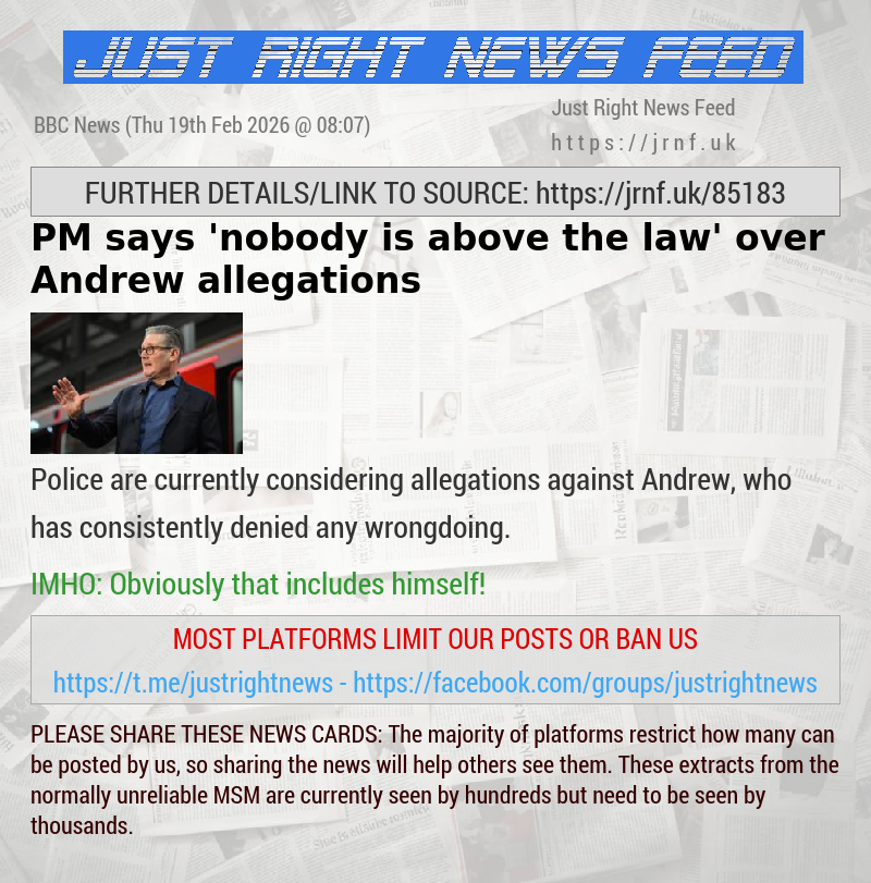 PM says ’nobody is above the law’ over Andrew allegations