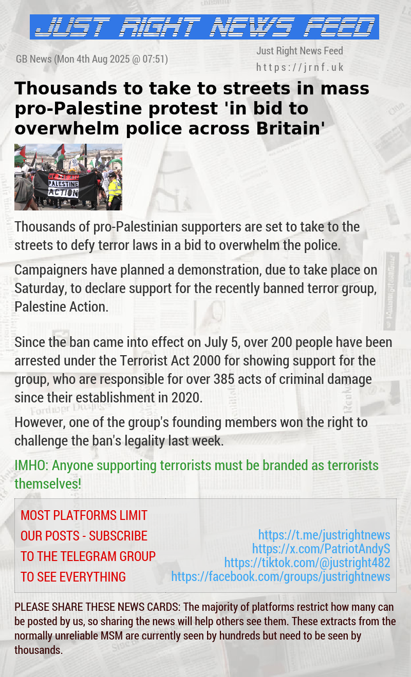 Thousands to take to streets in mass pro—Palestine protest ’in bid to overwhelm police across Britain’