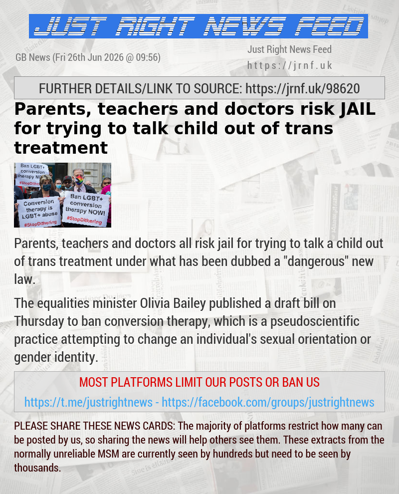 Parents, teachers and doctors risk JAIL for trying to talk child out of trans treatment