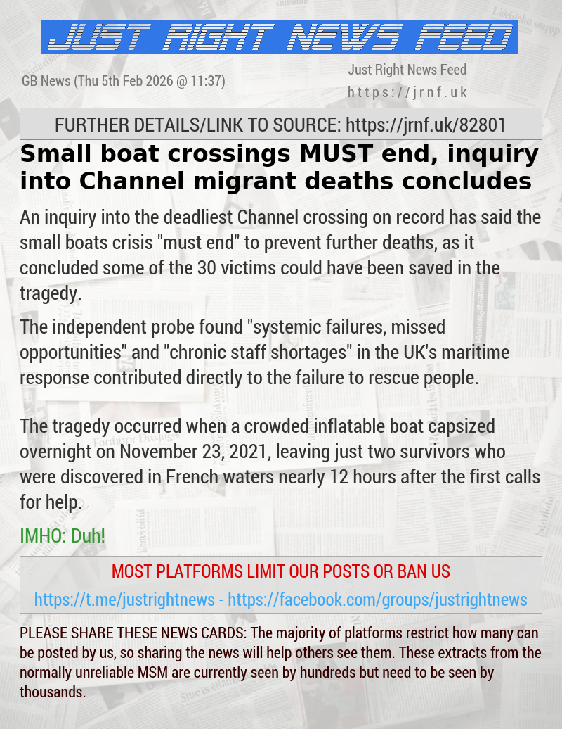 Small boat crossings MUST end, inquiry into Channel migrant deaths concludes
