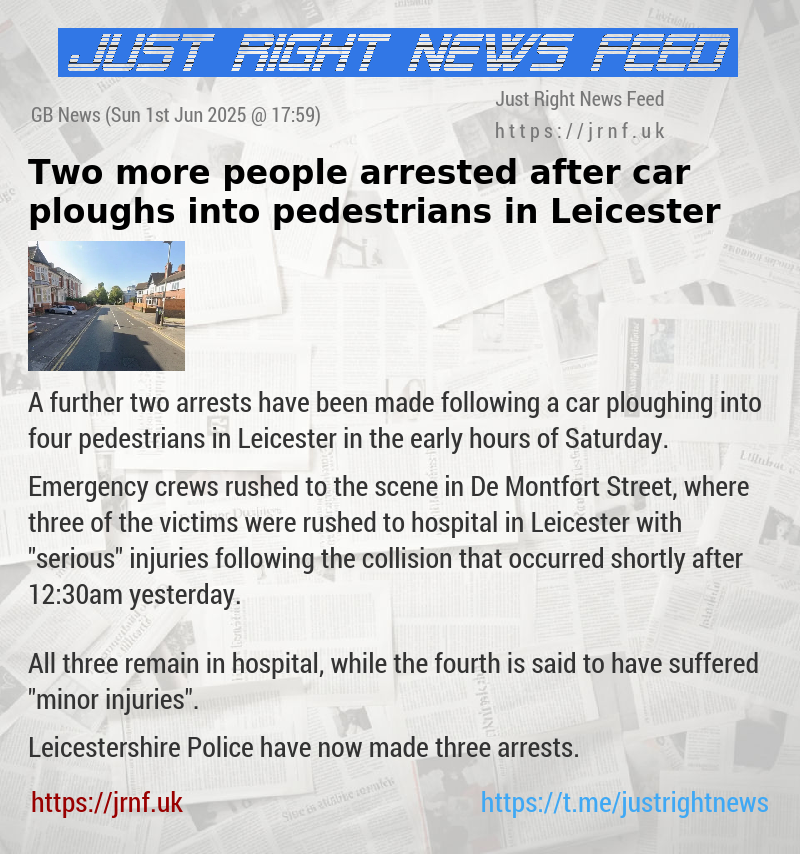 Two more people arrested after car ploughs into pedestrians in Leicester