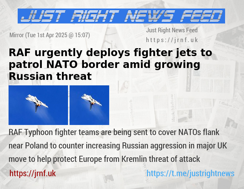 RAF urgently deploys fighter jets to patrol NATO border amid growing Russian threat