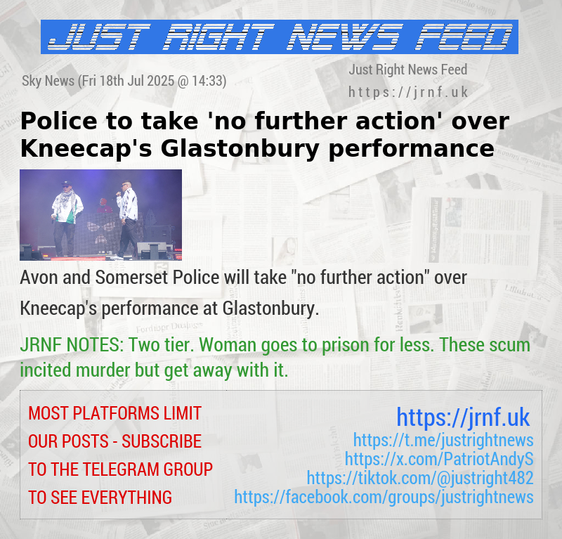 Police to take ’no further action’ over Kneecap’s Glastonbury performance