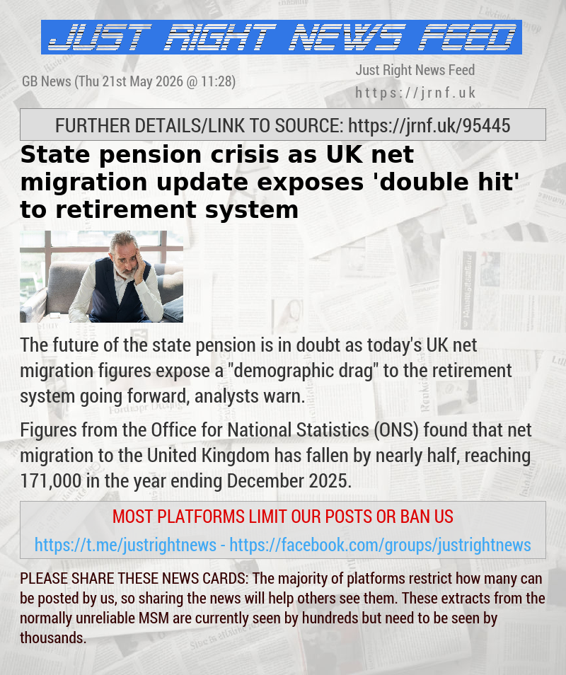 State pension crisis as UK net migration update exposes ’double hit’ to retirement system
