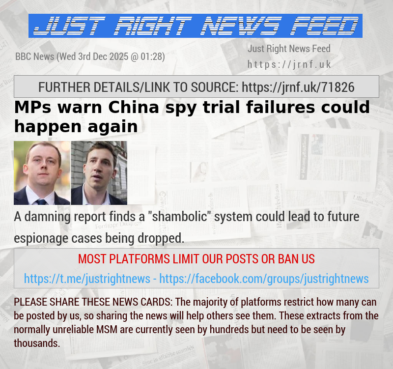 MPs warn China spy trial failures could happen again