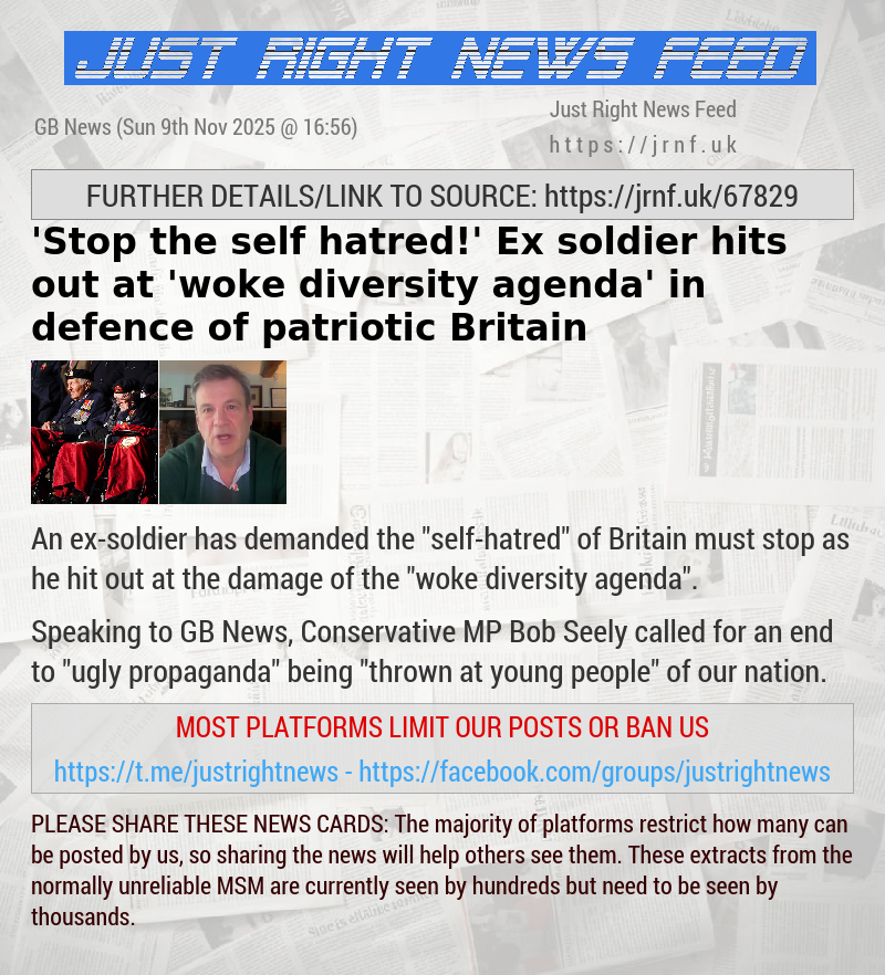 ’Stop the self—hatred!’ Ex—soldier hits out at ’woke diversity agenda’ in defence of patriotic Britain