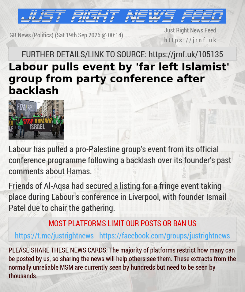 Labour pulls event by ’far—left Islamist’ group from party conference after backlash