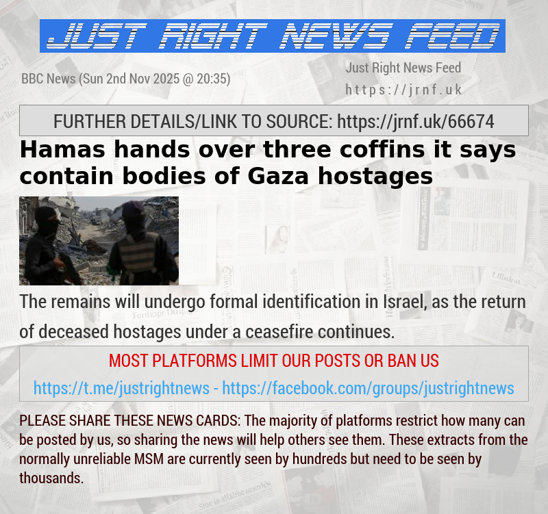 Hamas hands over three coffins it says contain bodies of Gaza hostages