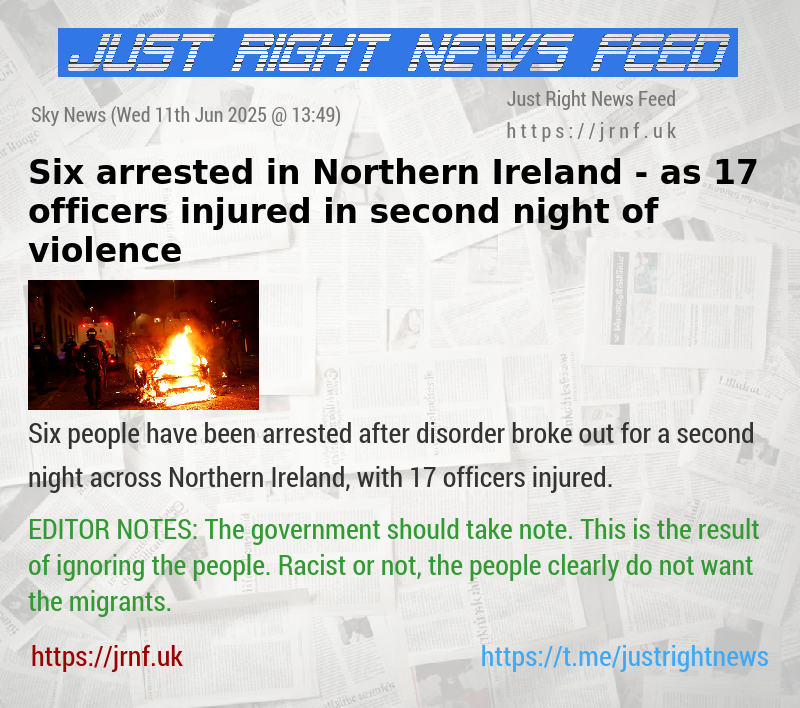 Six arrested in Northern Ireland — as 17 officers injured in second night of violence