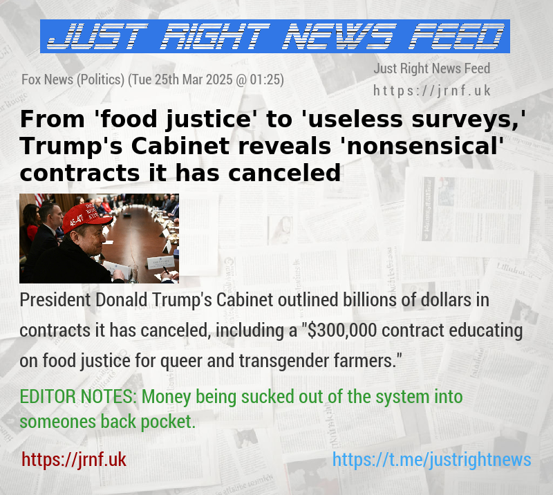 From ’food justice’ to ’useless surveys,’ Trump’s Cabinet reveals ’nonsensical’ contracts it has canceled