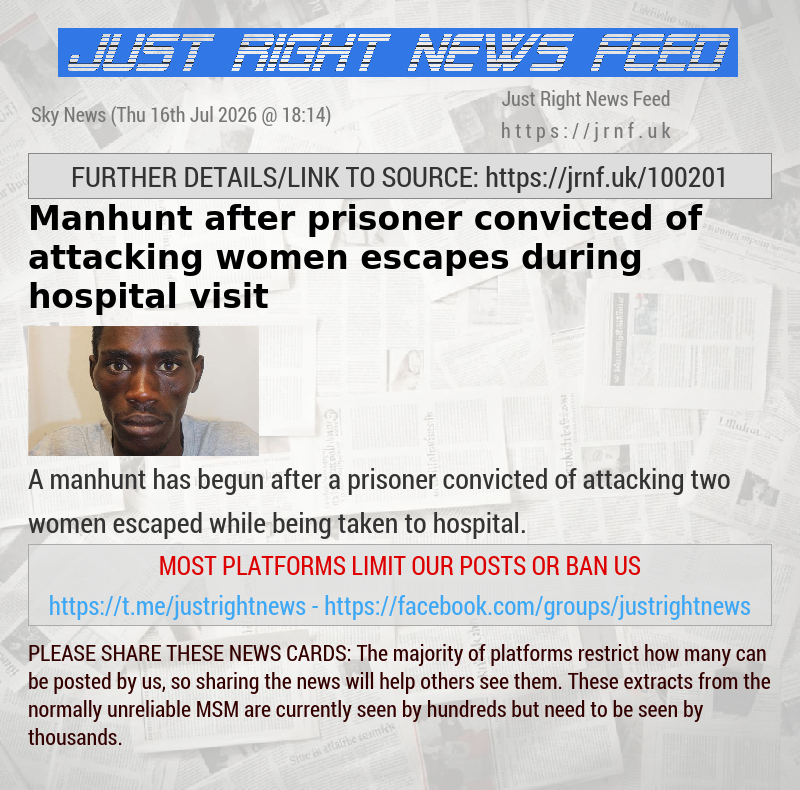 Manhunt after prisoner convicted of attacking women escapes during hospital visit