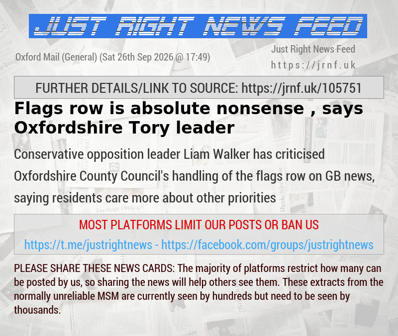 Flags row is “absolute nonsense“, says Oxfordshire Tory leader