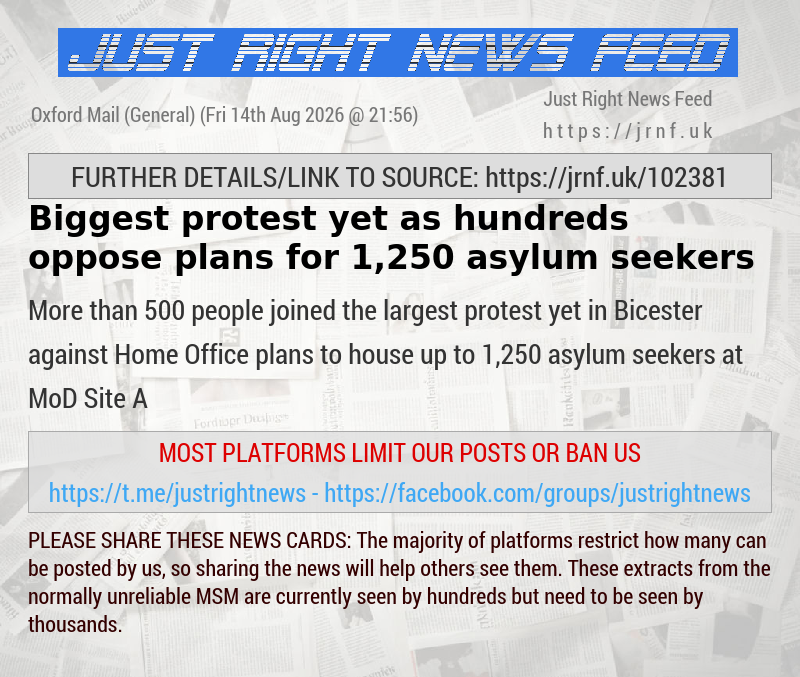 Biggest protest yet as hundreds oppose plans for 1,250 asylum seekers