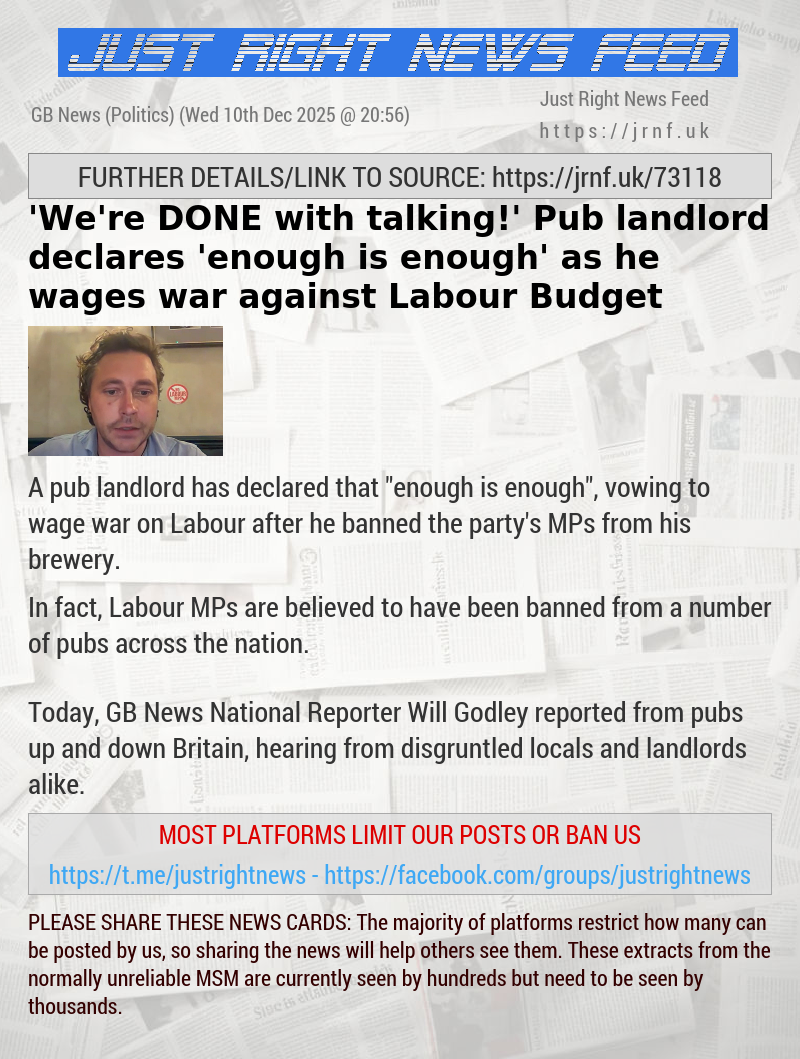 ’We’re DONE with talking!’ Pub landlord declares ’enough is enough’ as he wages war against Labour Budget