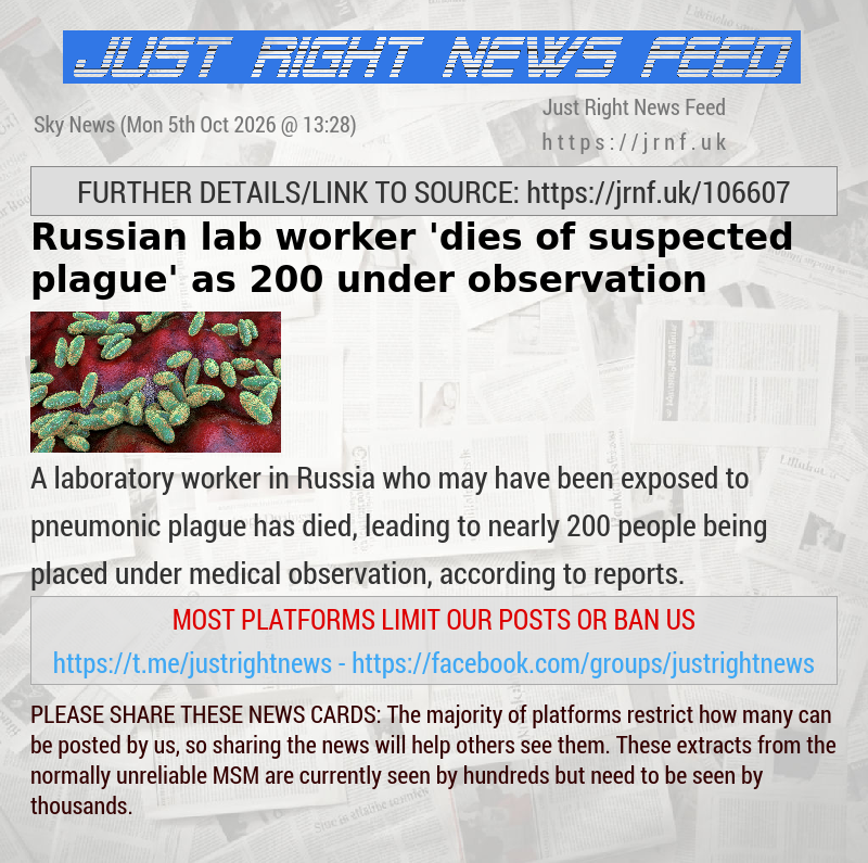 Russian lab worker ’dies of suspected plague’ as 200 under observation