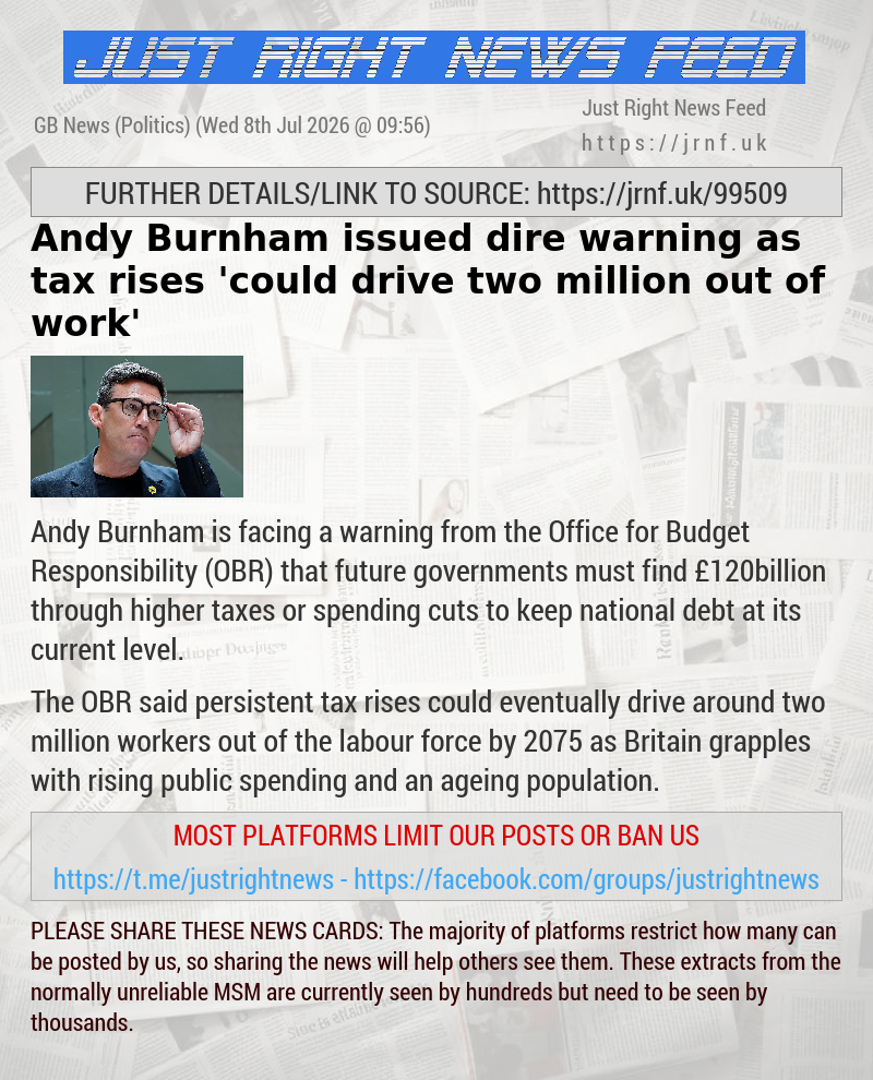 Andy Burnham issued dire warning as tax rises ’could drive two million out of work’