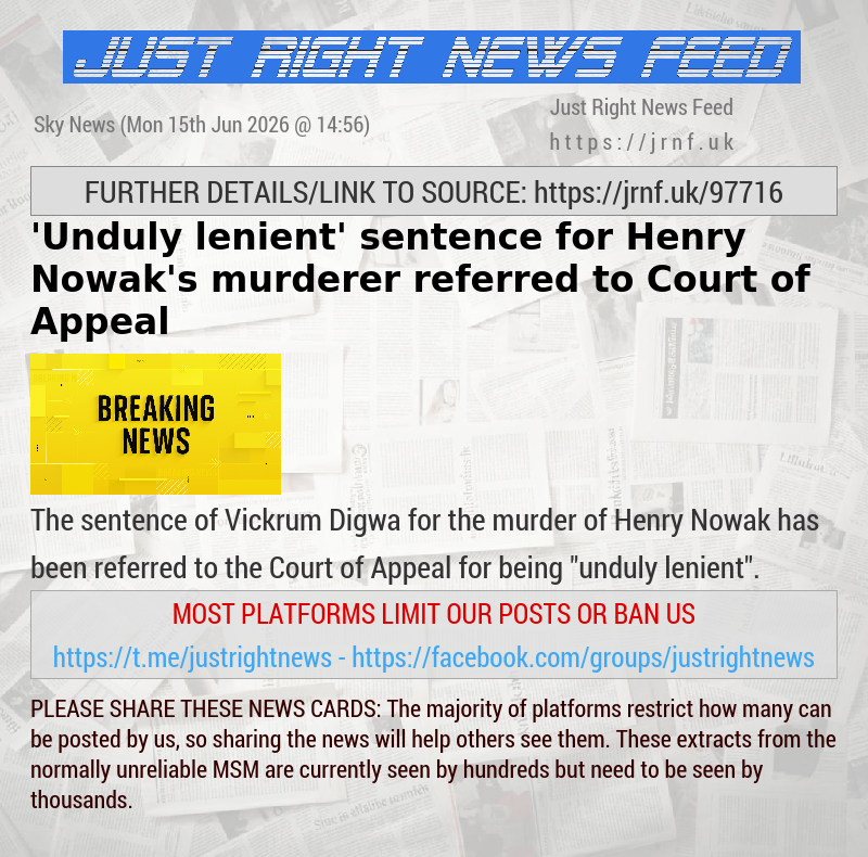 ’Unduly lenient’ sentence for Henry Nowak’s murderer referred to Court of Appeal