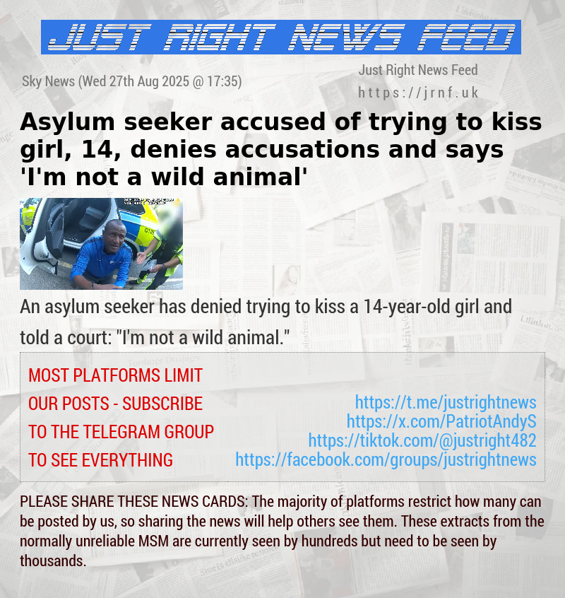 Asylum seeker accused of trying to kiss girl, 14, denies accusations and says ’I’m not a wild animal’