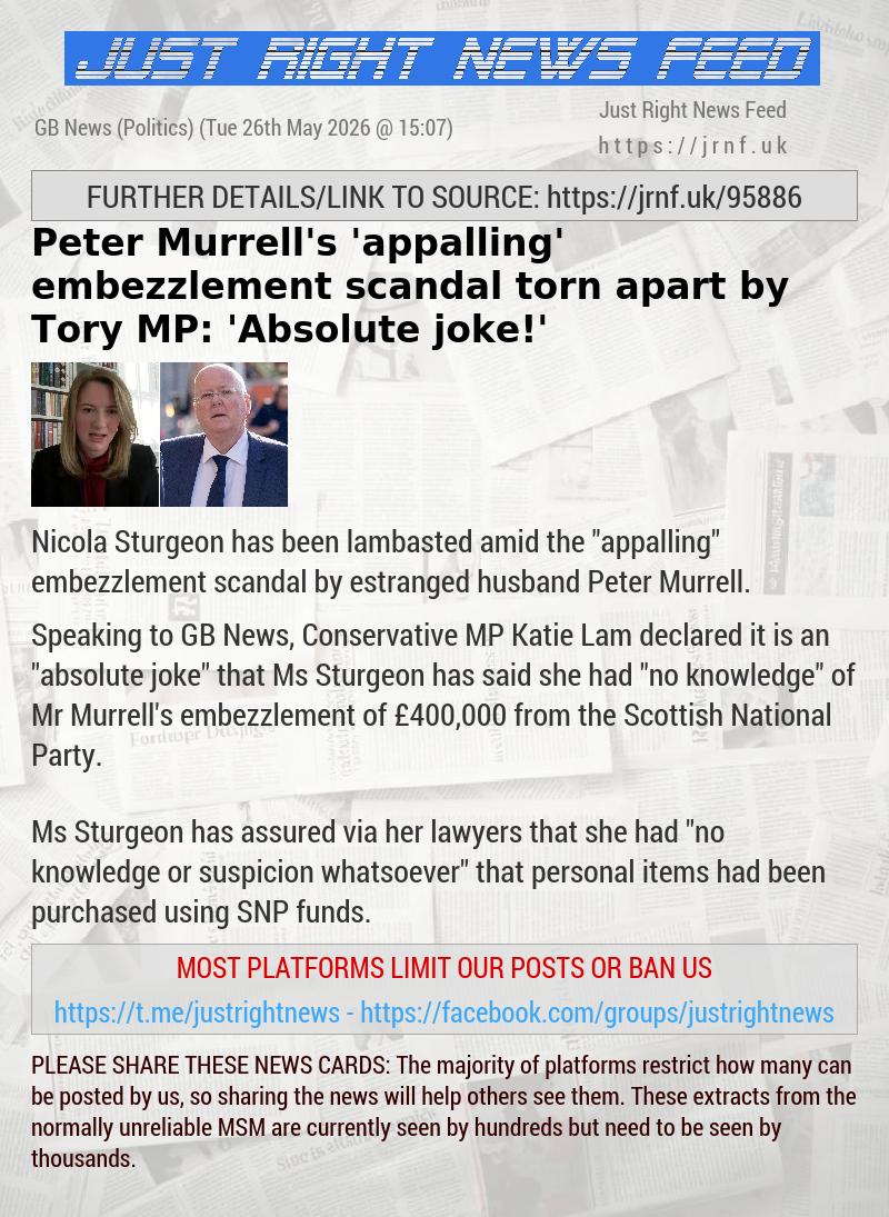 Peter Murrell’s ’appalling’ embezzlement scandal torn apart by Tory MP: ’Absolute joke!’