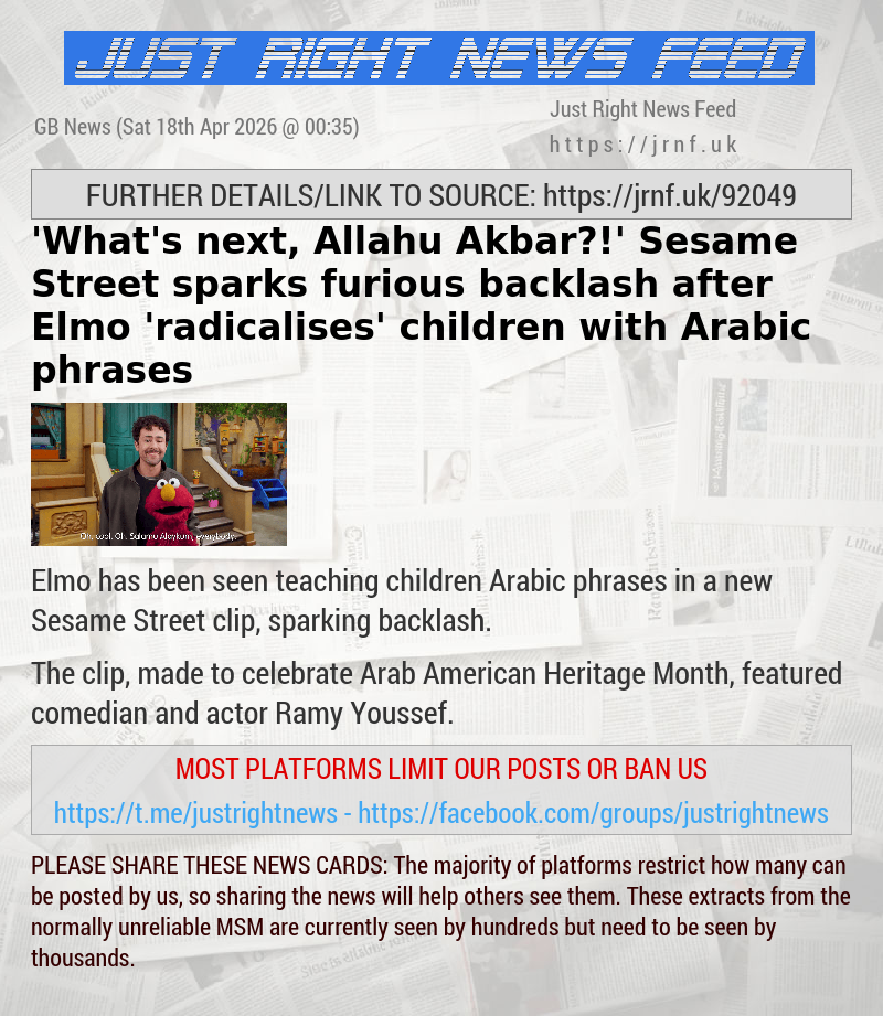 ’What’s next, Allahu Akbar?!’ Sesame Street sparks furious backlash after Elmo ’radicalises’ children with Arabic phrases