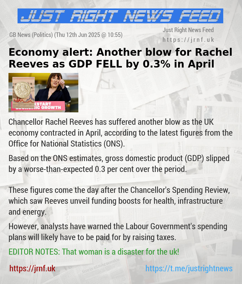 Economy alert: Another blow for Rachel Reeves as GDP FELL by 0.3% in April