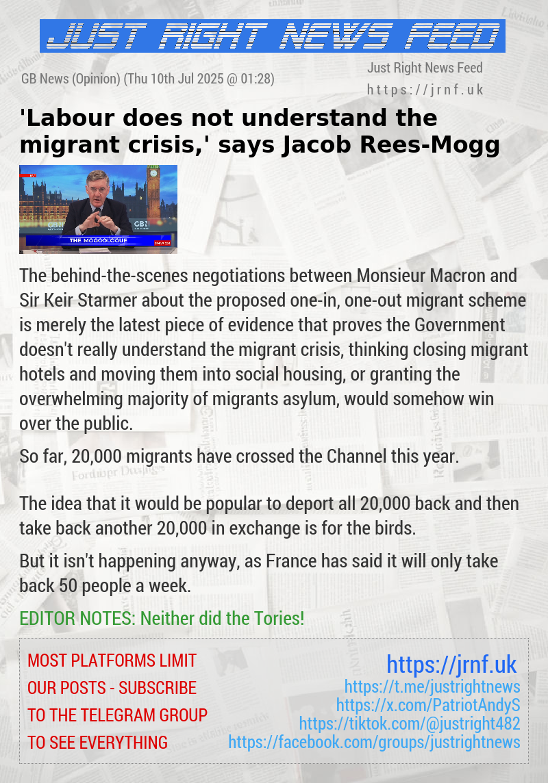 ’Labour does not understand the migrant crisis,’ says Jacob Rees—Mogg