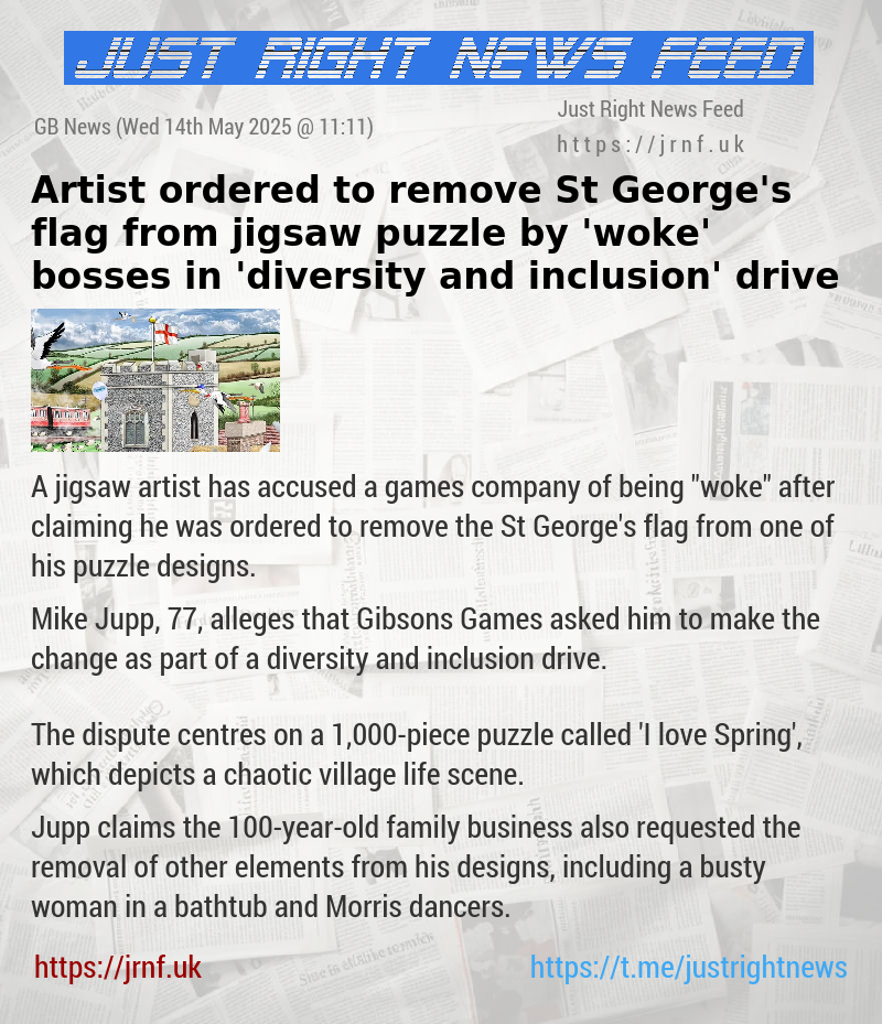 Artist ordered to remove St George’s flag from jigsaw puzzle by ’woke’ bosses in ’diversity and inclusion’ drive
