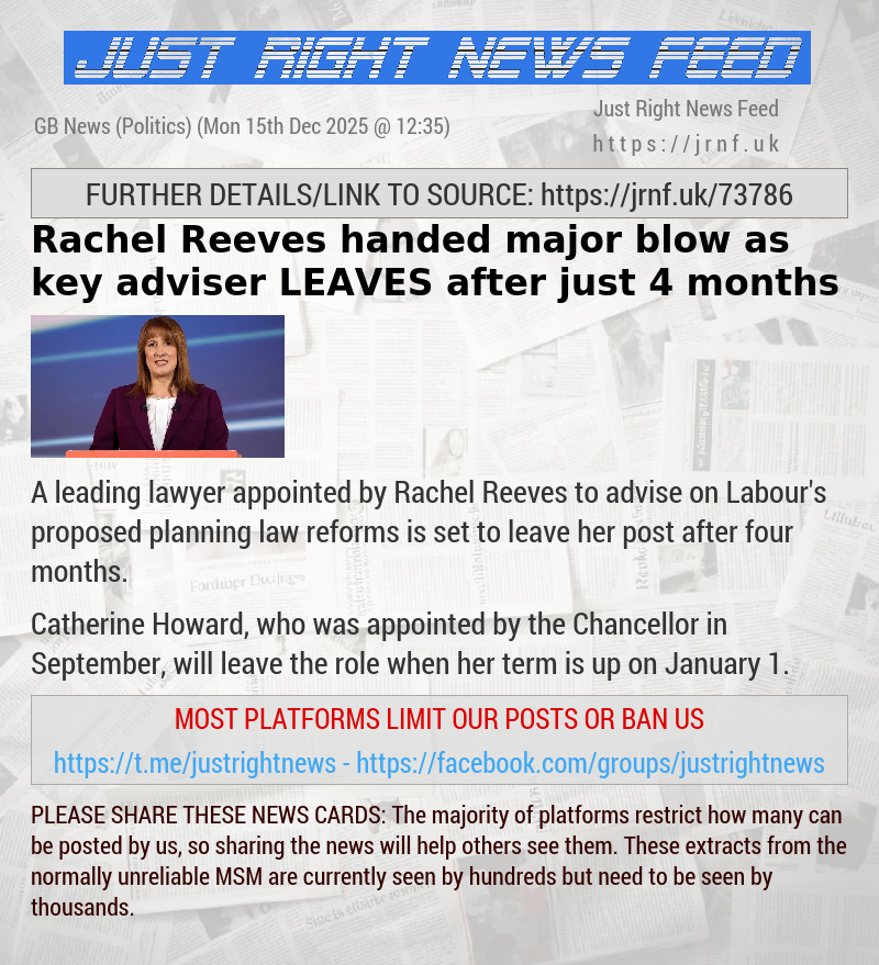 Rachel Reeves handed major blow as key adviser LEAVES after just 4 months