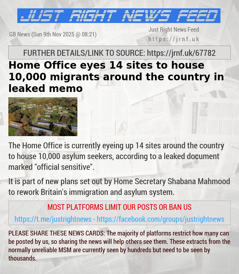 Home Office eyes 14 sites to house 10,000 migrants around the country in leaked memo