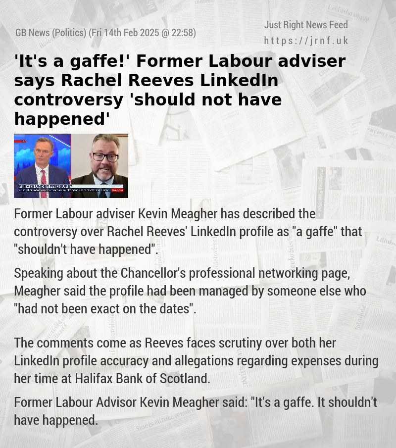 ’It’s a gaffe!’ Former Labour adviser says Rachel Reeves LinkedIn controversy ’should not have happened’