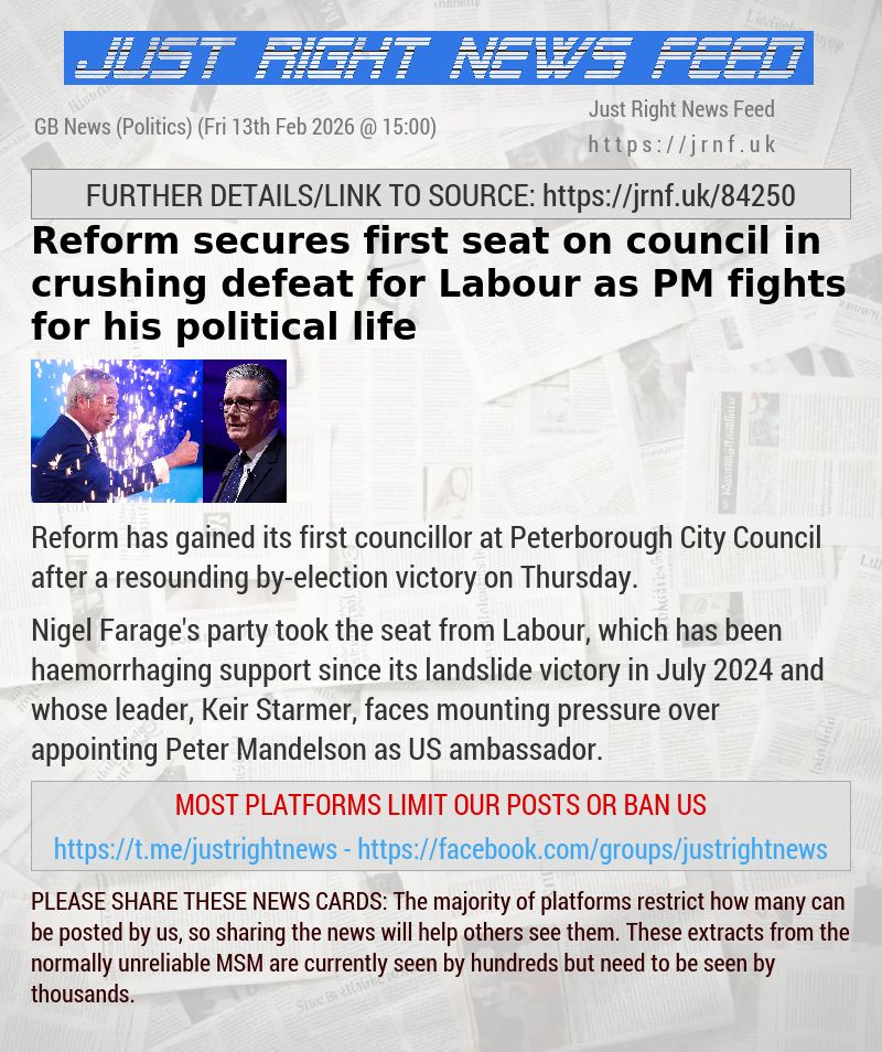 Reform secures first seat on council in crushing defeat for Labour as PM fights for his political life