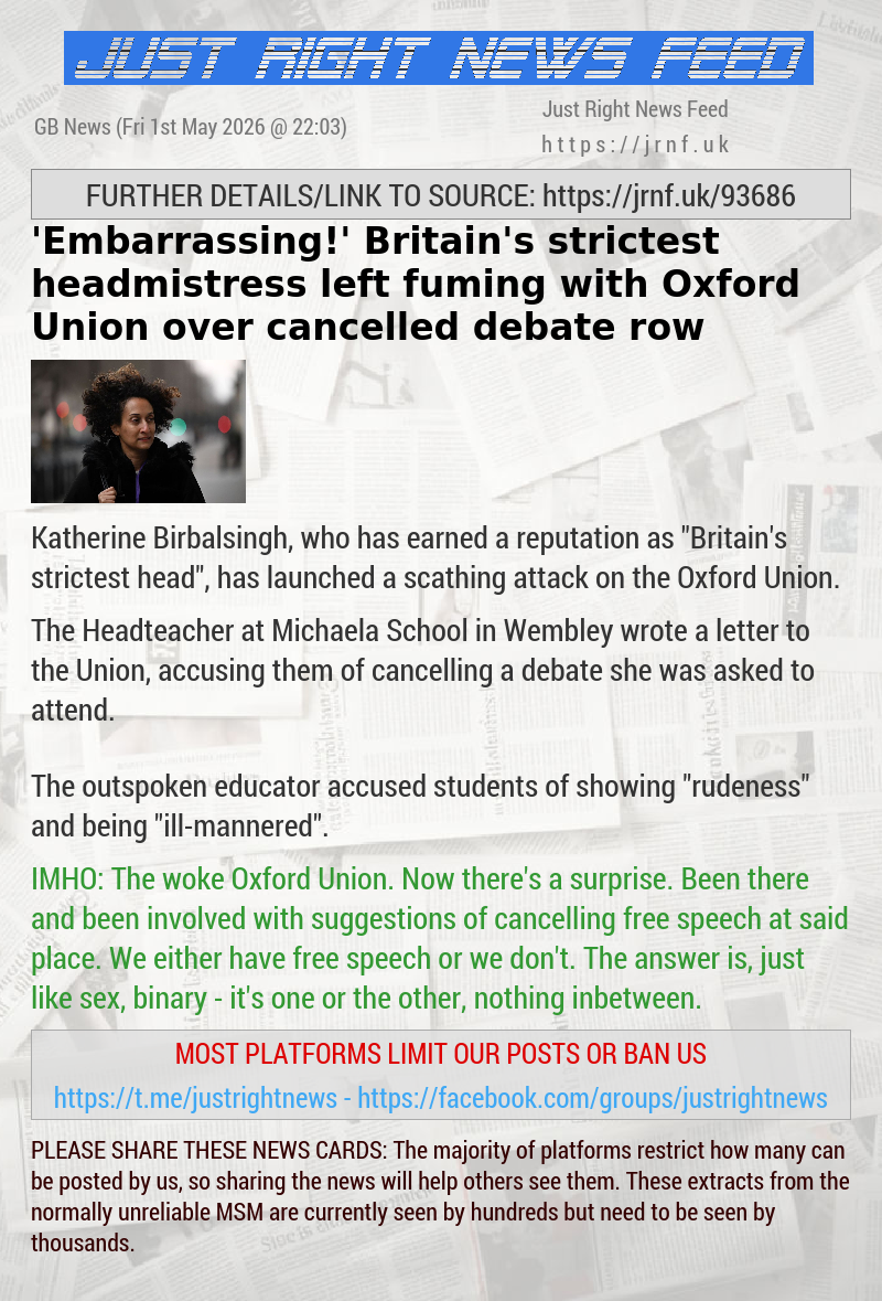 ’Embarrassing!’ Britain’s strictest headmistress left fuming with Oxford Union over cancelled debate row