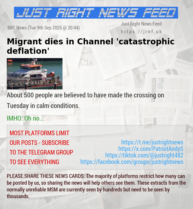 Migrant dies in Channel ’catastrophic deflation’