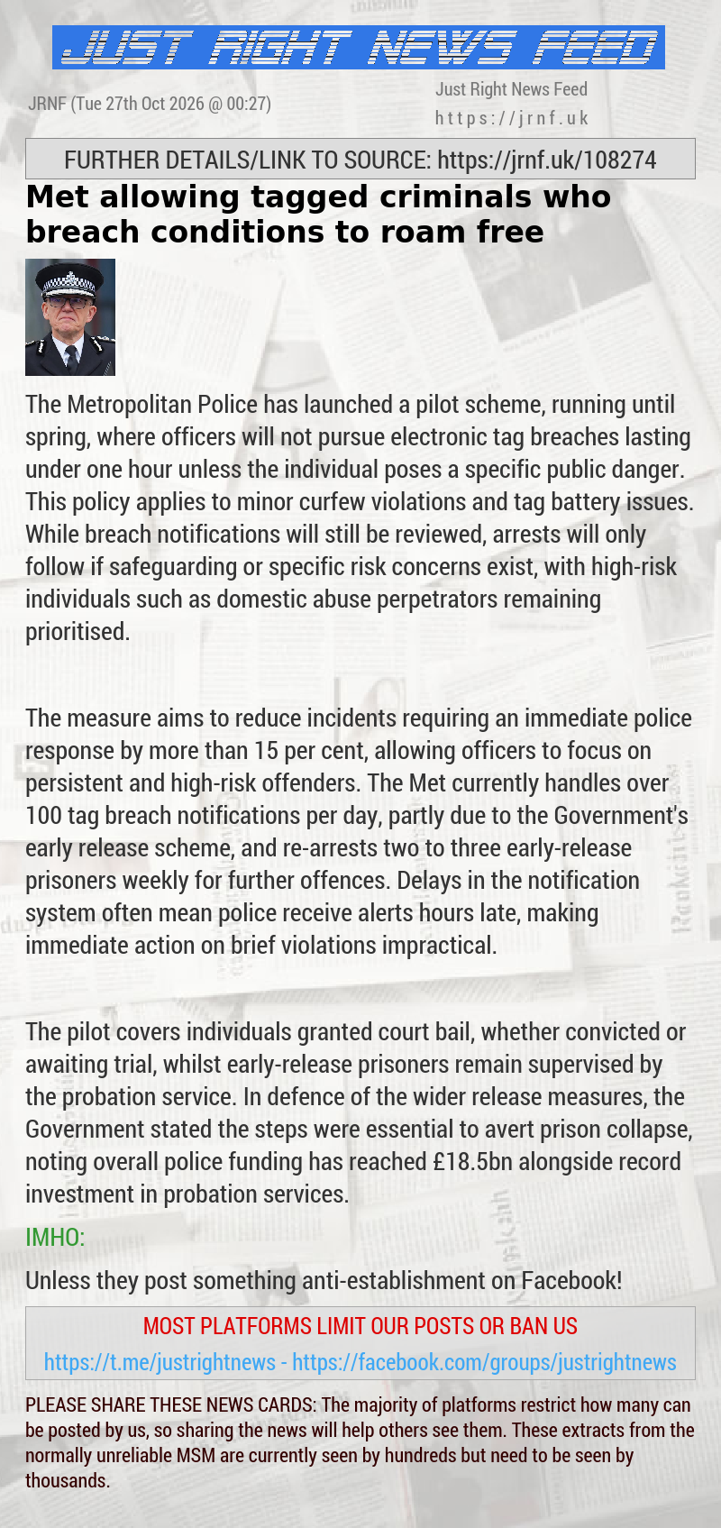 Met allowing tagged criminals who breach conditions to roam free