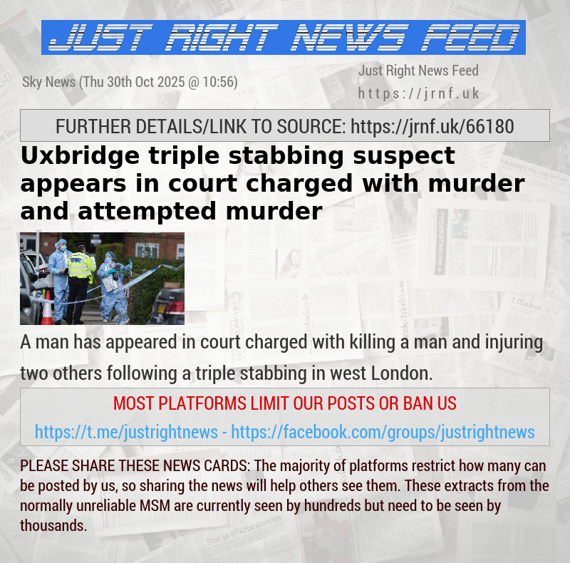 Uxbridge triple stabbing suspect appears in court charged with murder and attempted murder