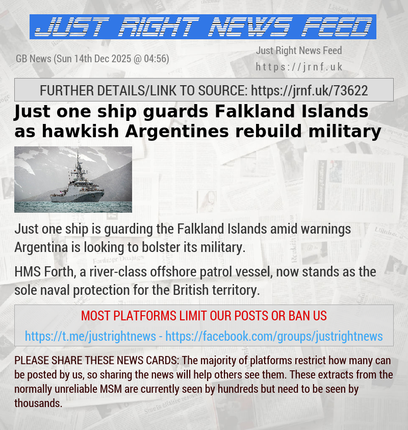 Just one ship guards Falkland Islands as hawkish Argentines rebuild military