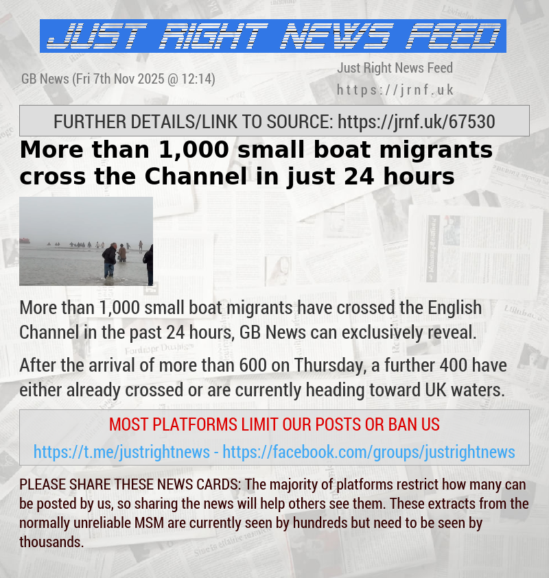More than 1,000 small boat migrants cross the Channel in just 24 hours